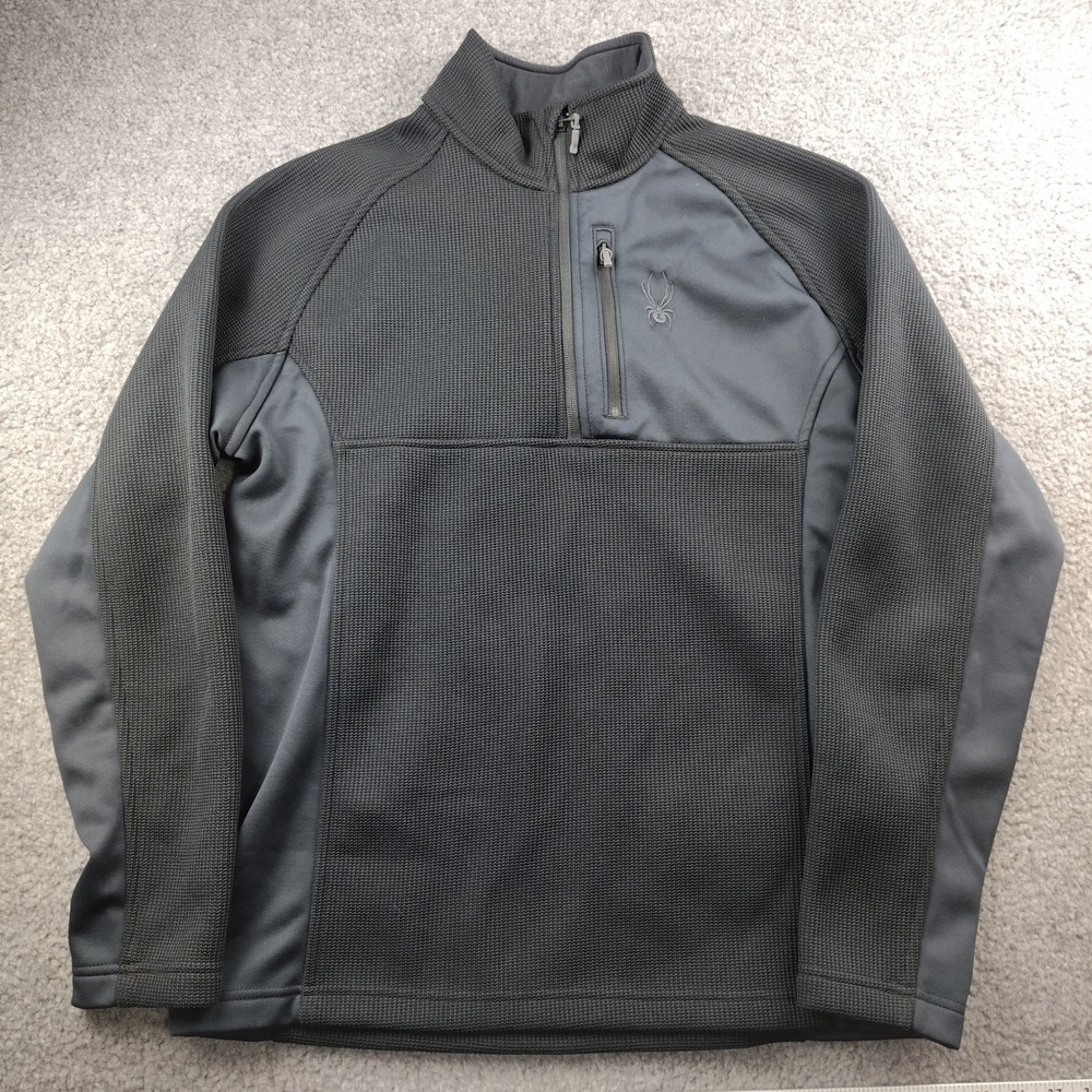 Spyder Jacket Mens Large Gait Half Zip Black Pullover Knit Outdoor EUC